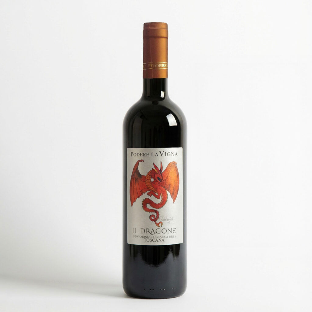 Dimmi chi sei e ti dirò cosa versarti nel calice a Podere La Vigna Bottiglia di vino rosso IGT Dragone di Podere la Vigna